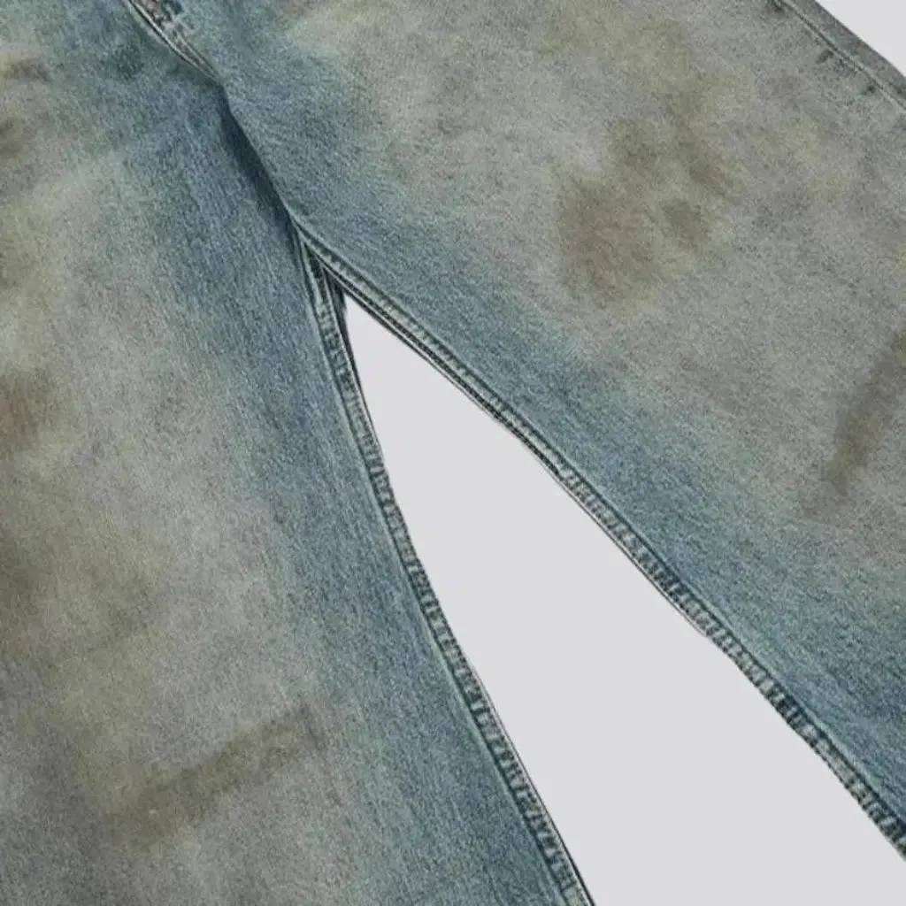 Stains-print men's straight jeans