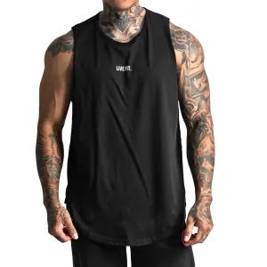 Stamped Long Body Cutoff Tank - Black