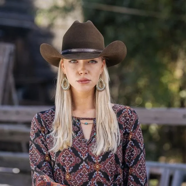 Stampede Felt 100X Western Hat - The Wyoming in Black, Brown