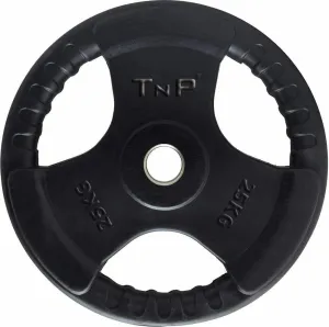 Standard 1" Tri-Grip Rubber Encased Weight Plate 25kg - Black