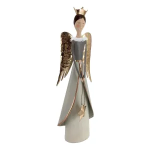 Standing Angel Holding Star Gold 38.5cm