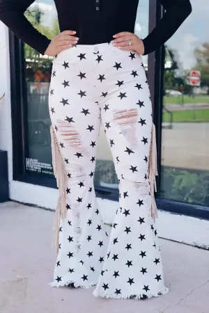 Star Fringed Flare Pants