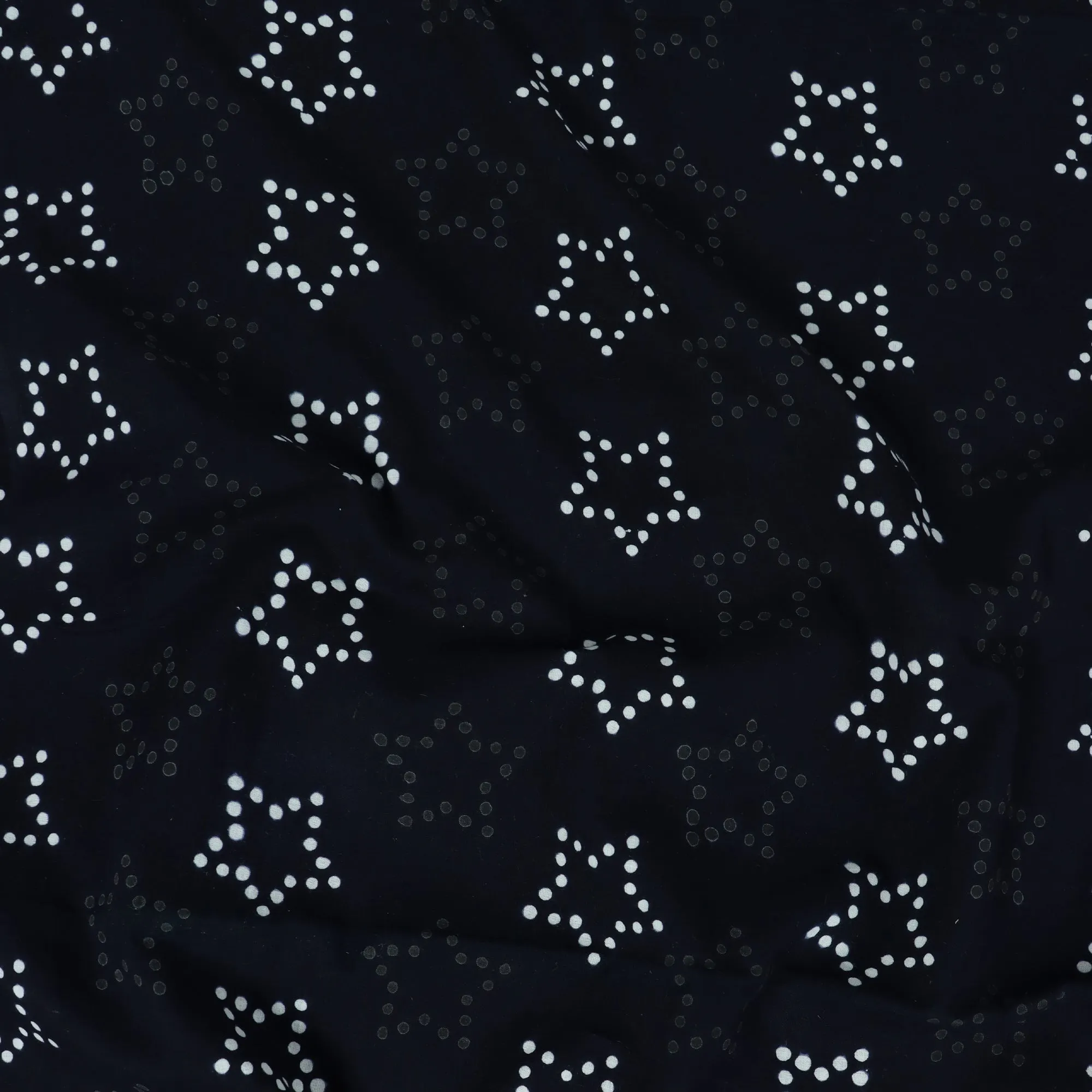 Star Printed Black And White Cotton Fabric Material