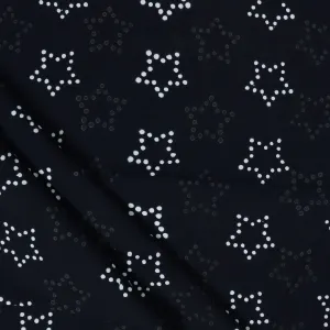 Star Printed Black And White Cotton Fabric Material