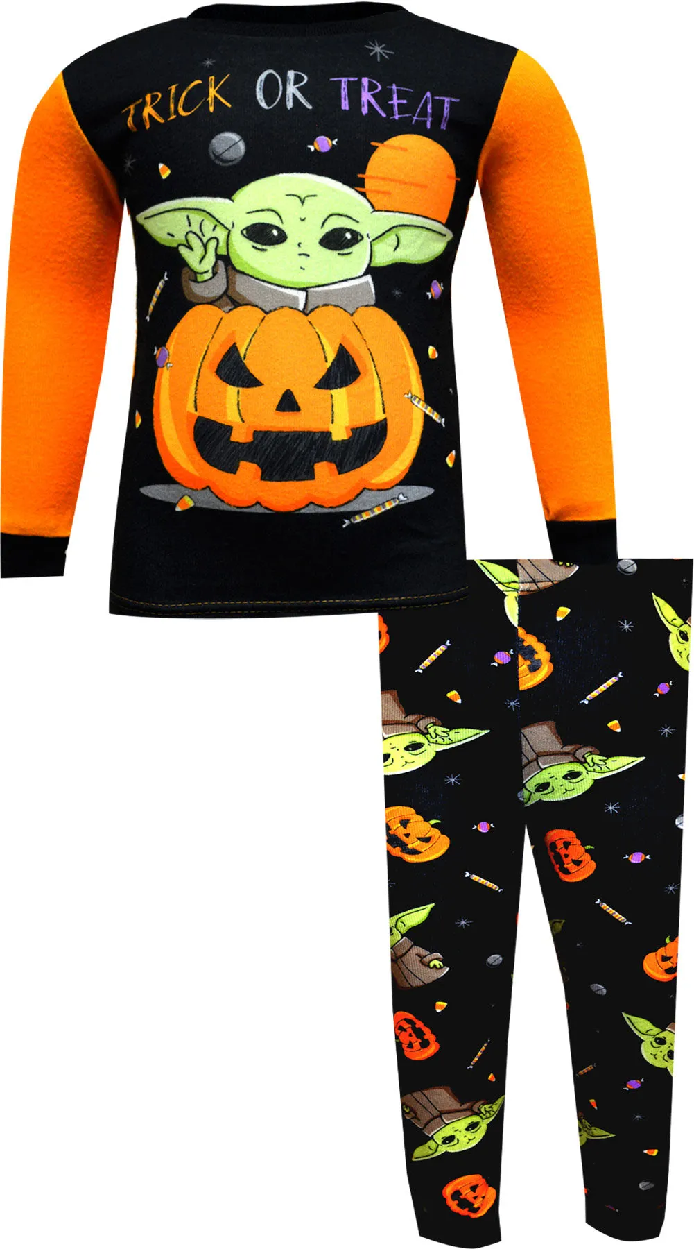 Star Wars Mandalorian Grogu Trick or Treat Halloween Pajamas