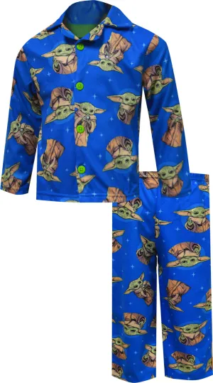 Star Wars Mandalorian The Child Grogu Blue Flannel Pajamas