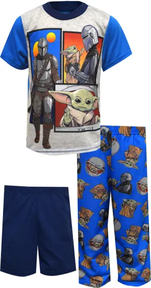 Star Wars the Mandalorian Blue 3 Piece Pajama Set