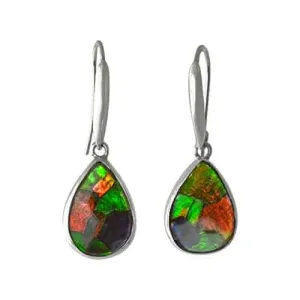 Starborn Ammolite Pear Earrings in Sterling Silver