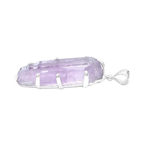 Starborn Rough Kunzite Gemstone Sterling Silver Pendant - X Large