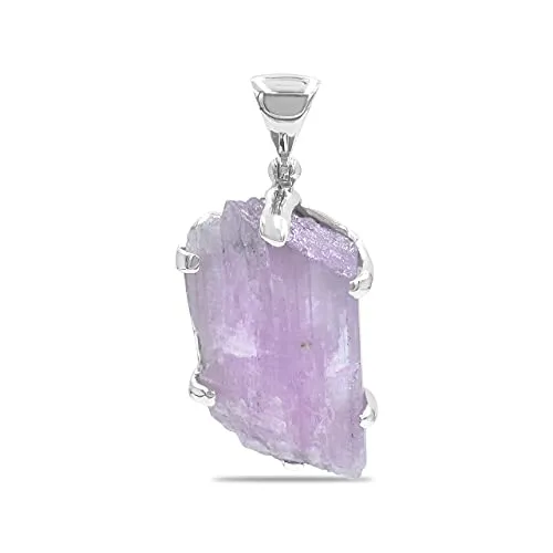 Starborn Rough Kunzite Gemstone Sterling Silver Pendant - X Large