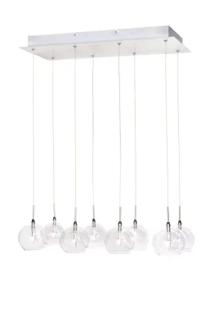 Starburst 9.5" 8 Light Linear Pendant in Polished Chrome