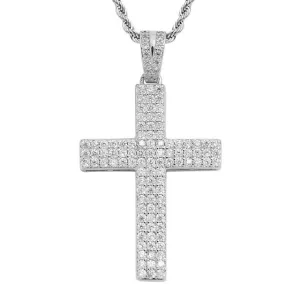 Starchenie Men's Cross Necklace Brass Gold Plating Pendant Cubic Zirconia Crucifix Jewelry 24'' Rope Chain