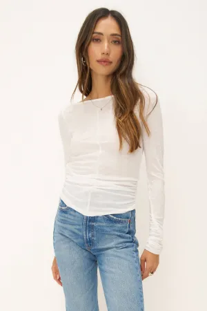 Starry Haze Ruched Long Sleeve - White