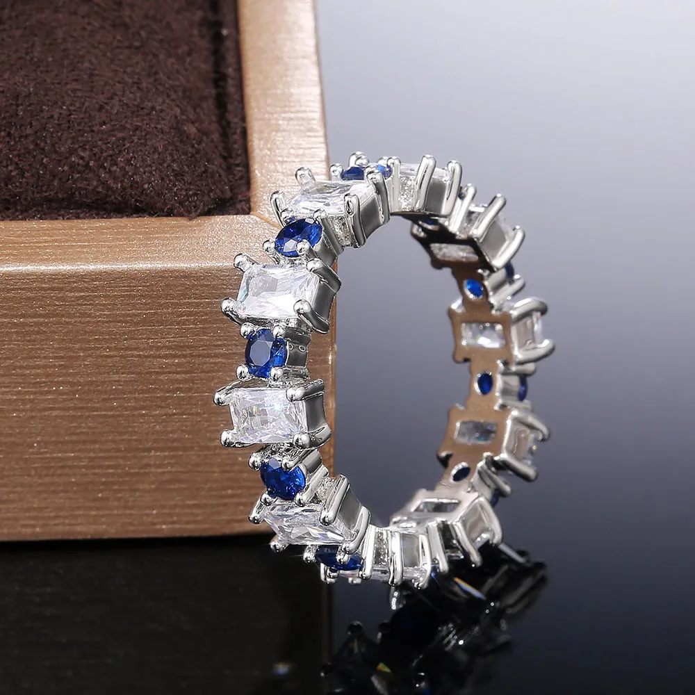 Statement Jewelry Elegant Brilliant Full Micro Paved CZ Eternity Ring