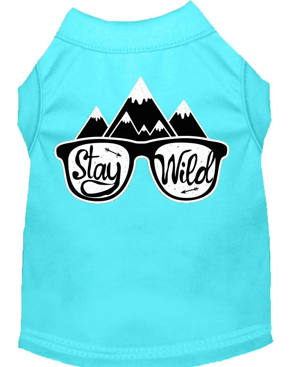 Stay Wild Screen Print Dog Shirt Aqua Xxl (18)