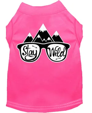 Stay Wild Screen Print Dog Shirt Bright Pink Med (12)