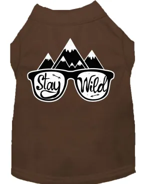 Stay Wild Screen Print Dog Shirt Brown Xxl (18)