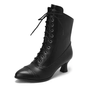 Steampunk Lace Up Pointed Toe High Heel Boots