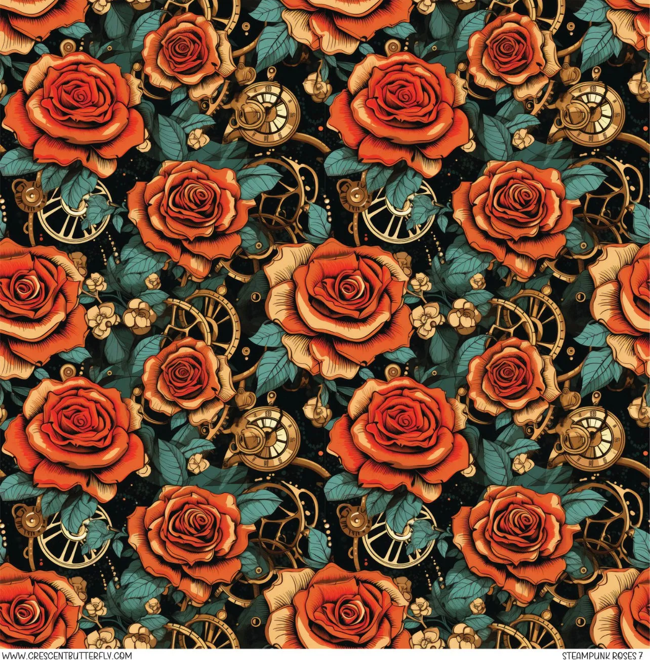 Steampunk Roses 7 Printed Vinyl Sheet/Wrap