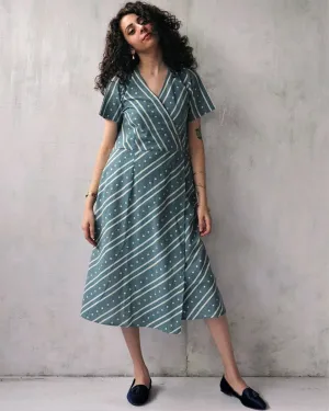 Steel Blue Blockprinted Cotton Dress