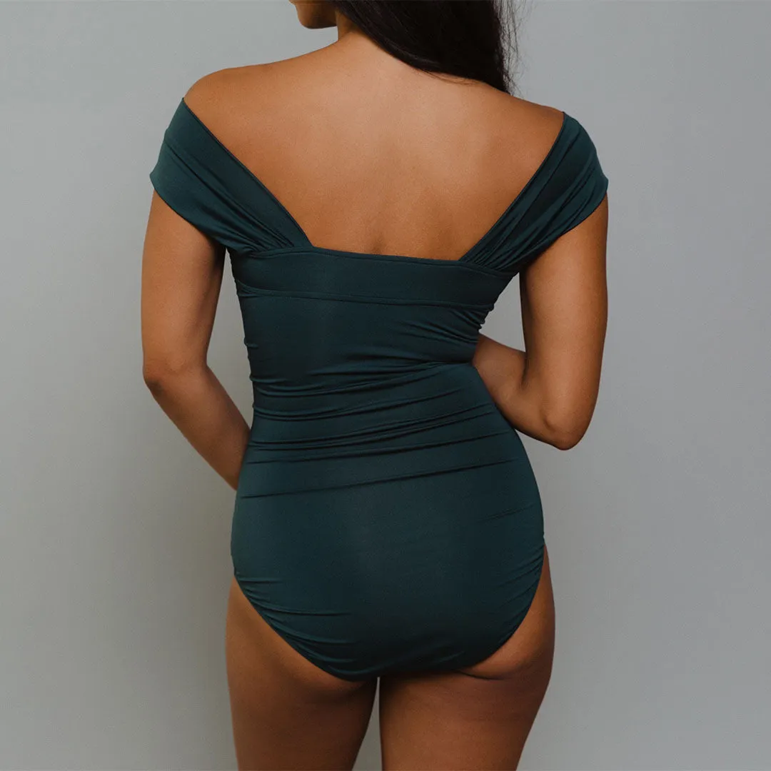 Steel Blue Off Shoulder One-Piece