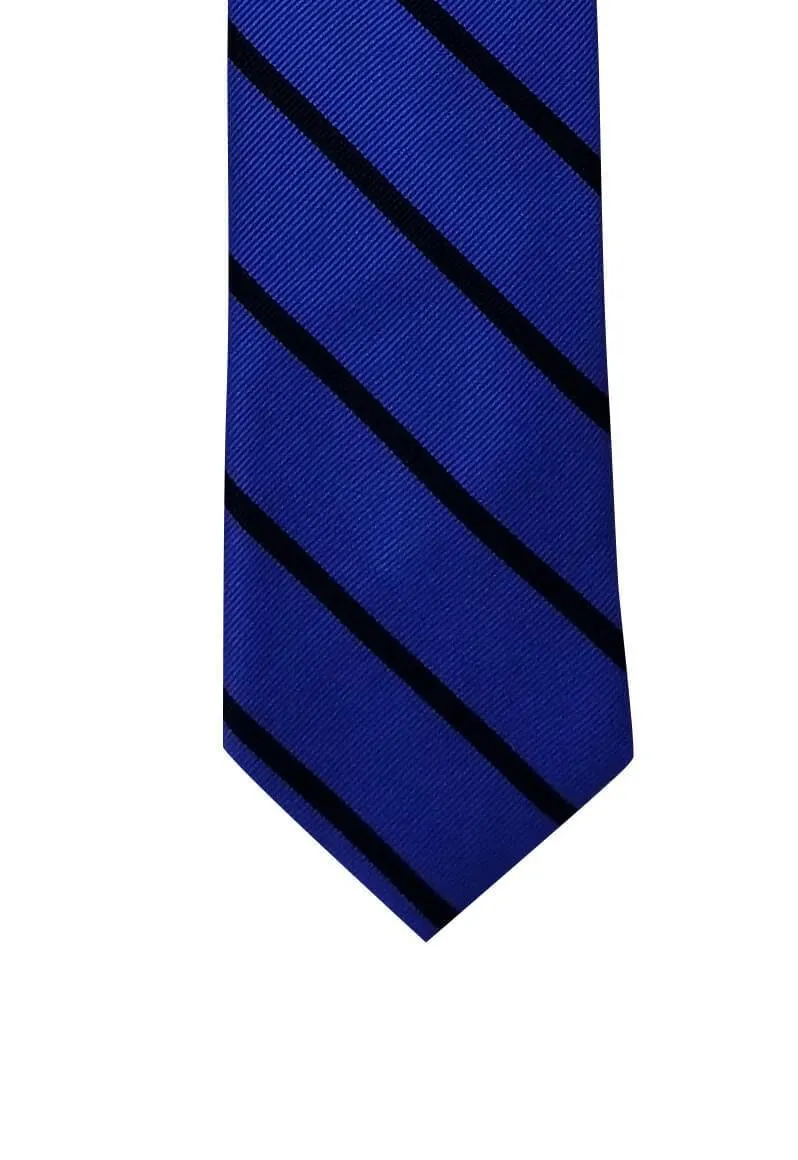 Steel Blue with Navy Stripe Skinny Tie