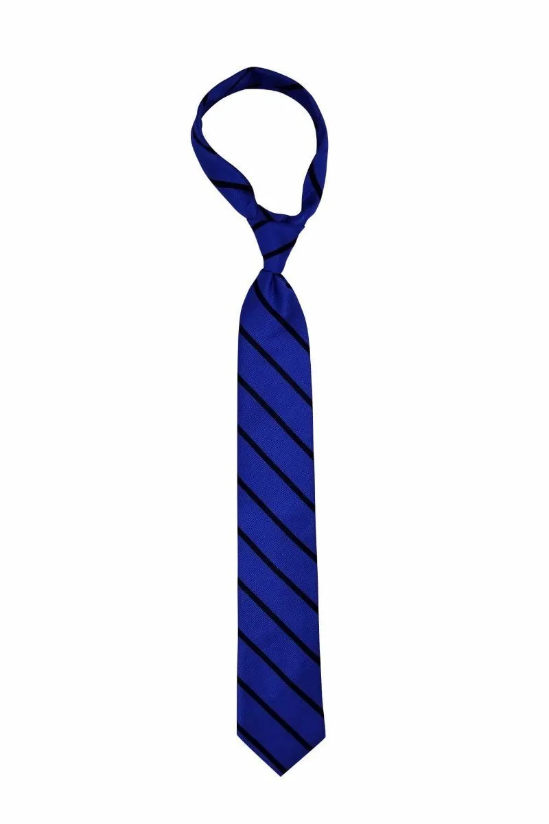 Steel Blue with Navy Stripe Skinny Tie