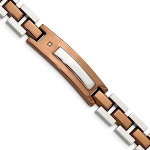 Steel Chocolate Color Diamond Fold Over 8.5 Size Bracelet