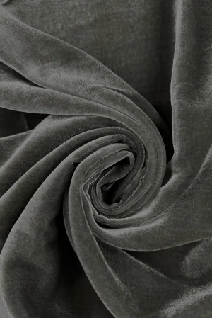 Steel Grey Silk Rayon Velvet Fabric