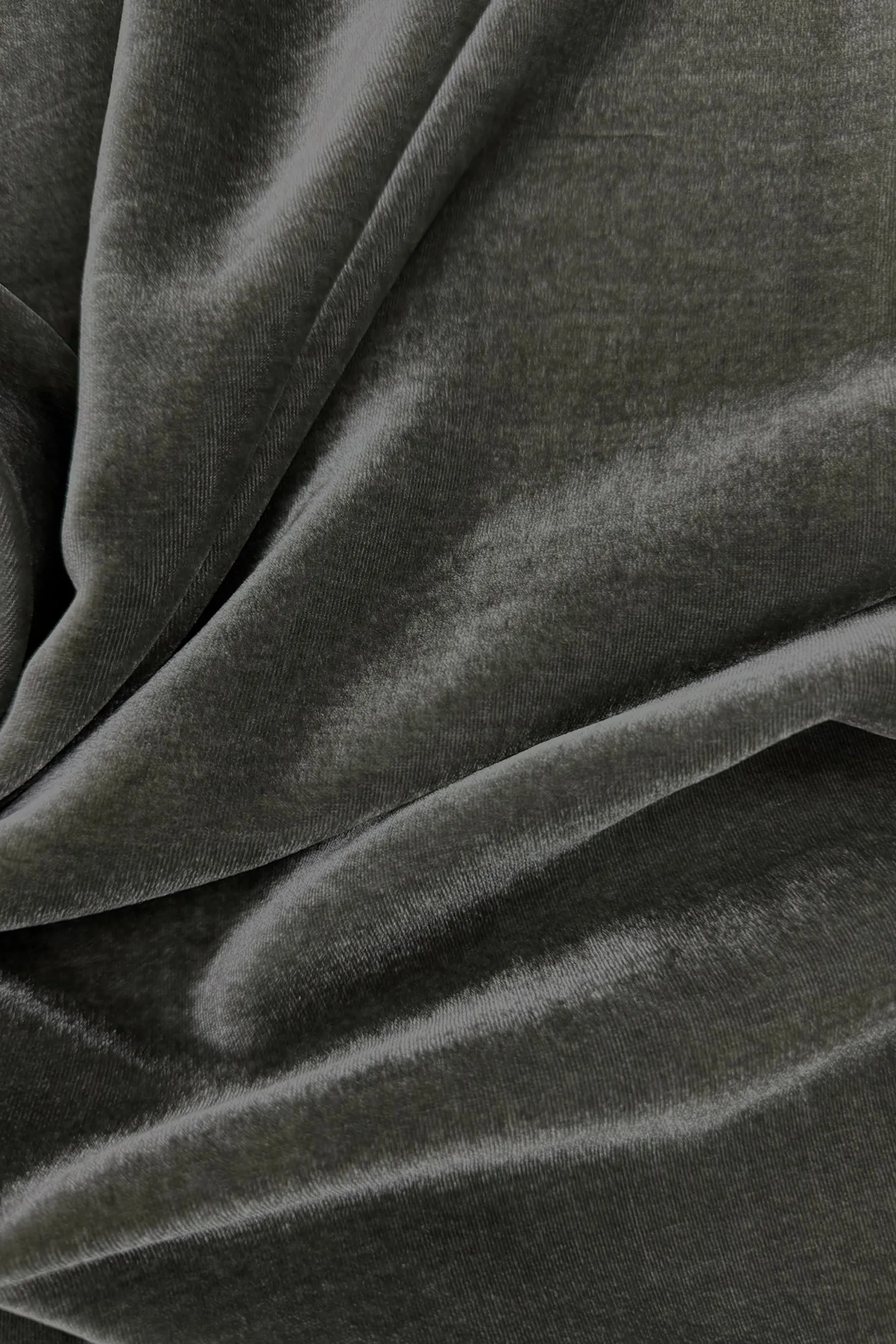 Steel Grey Silk Rayon Velvet Fabric