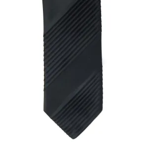 Stefano Cau Black Solid Tie Plissettate