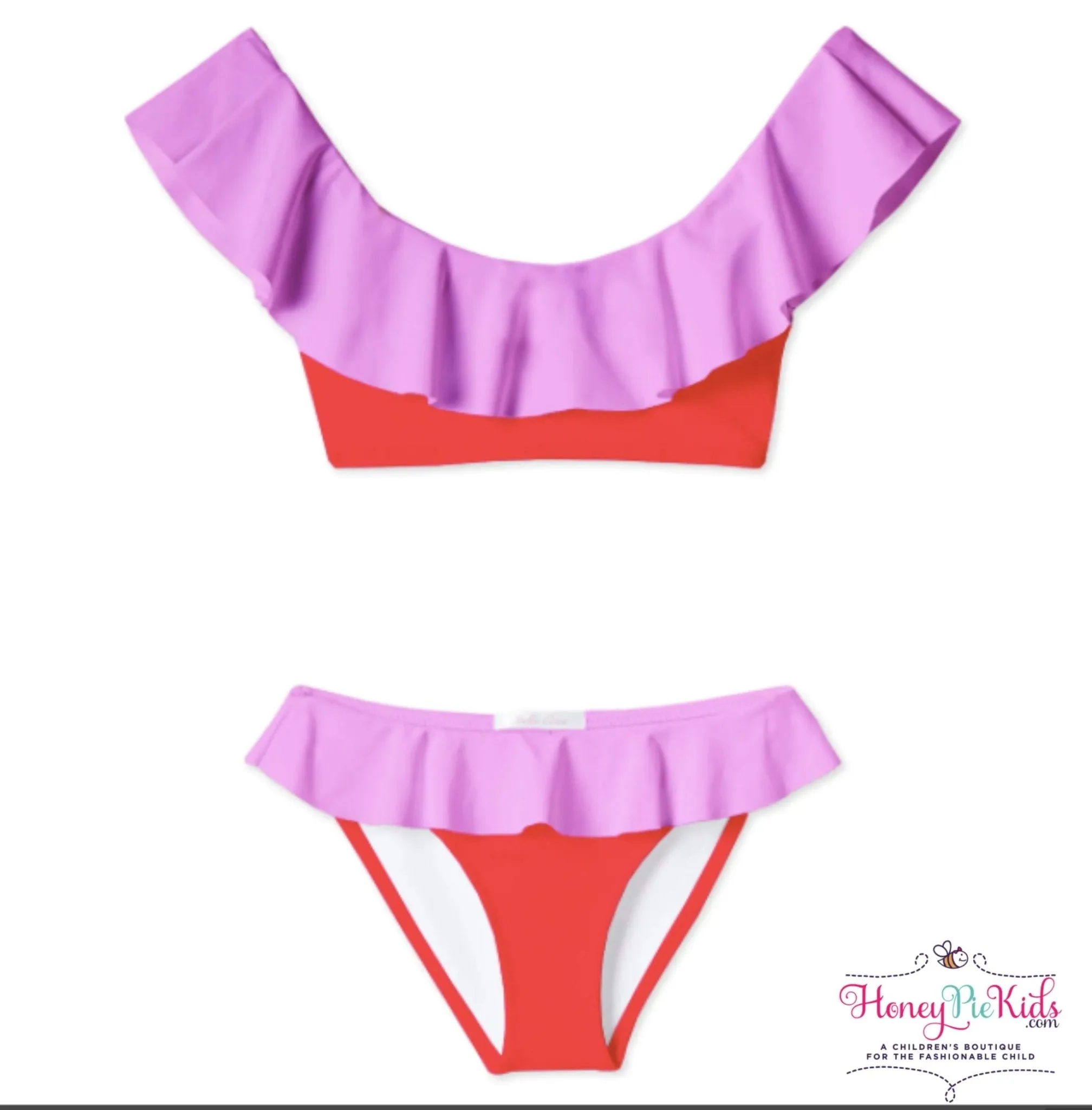 Stella Cove Girls Pink and Strawberry Color Bikini Swimsuit