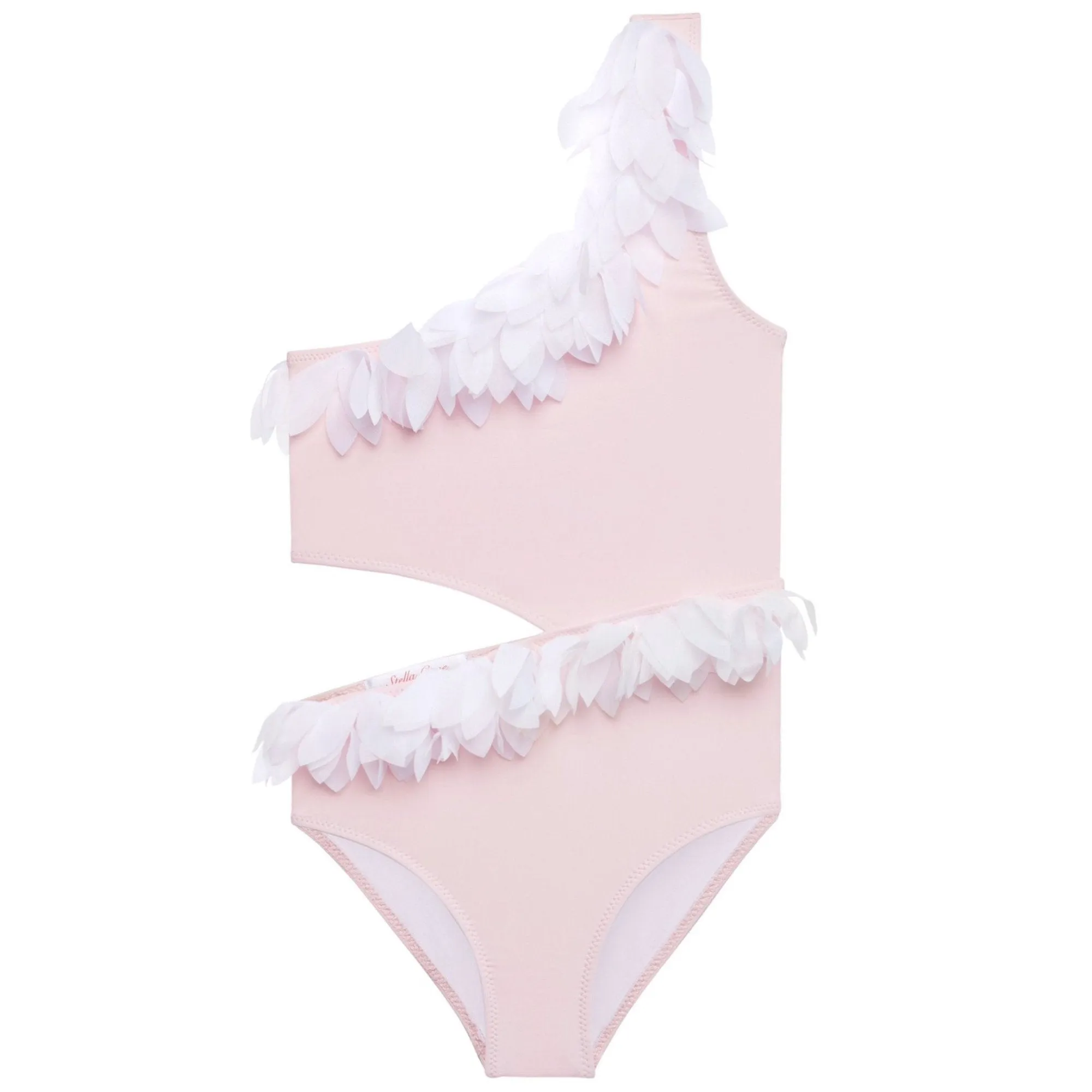 Stella Cove Girls Pink Side Cut w/ White Petals Swimsuit