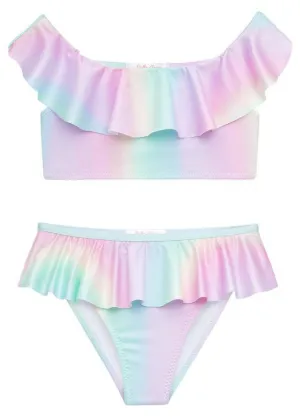 Stella Cove Girls Unicorn Ombre Draped Bikini