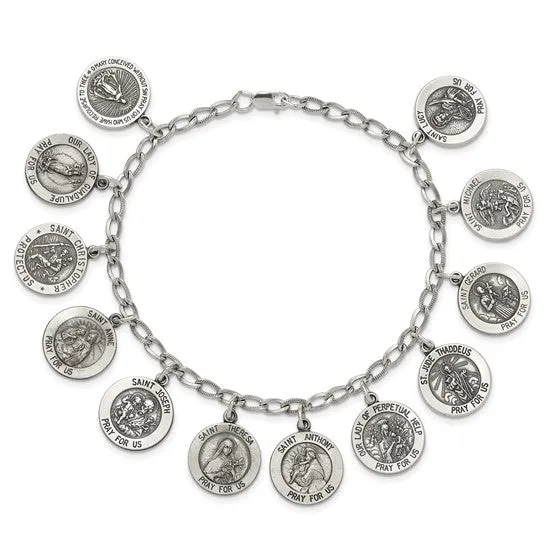 Sterling Silver 12 Saints Bracelet