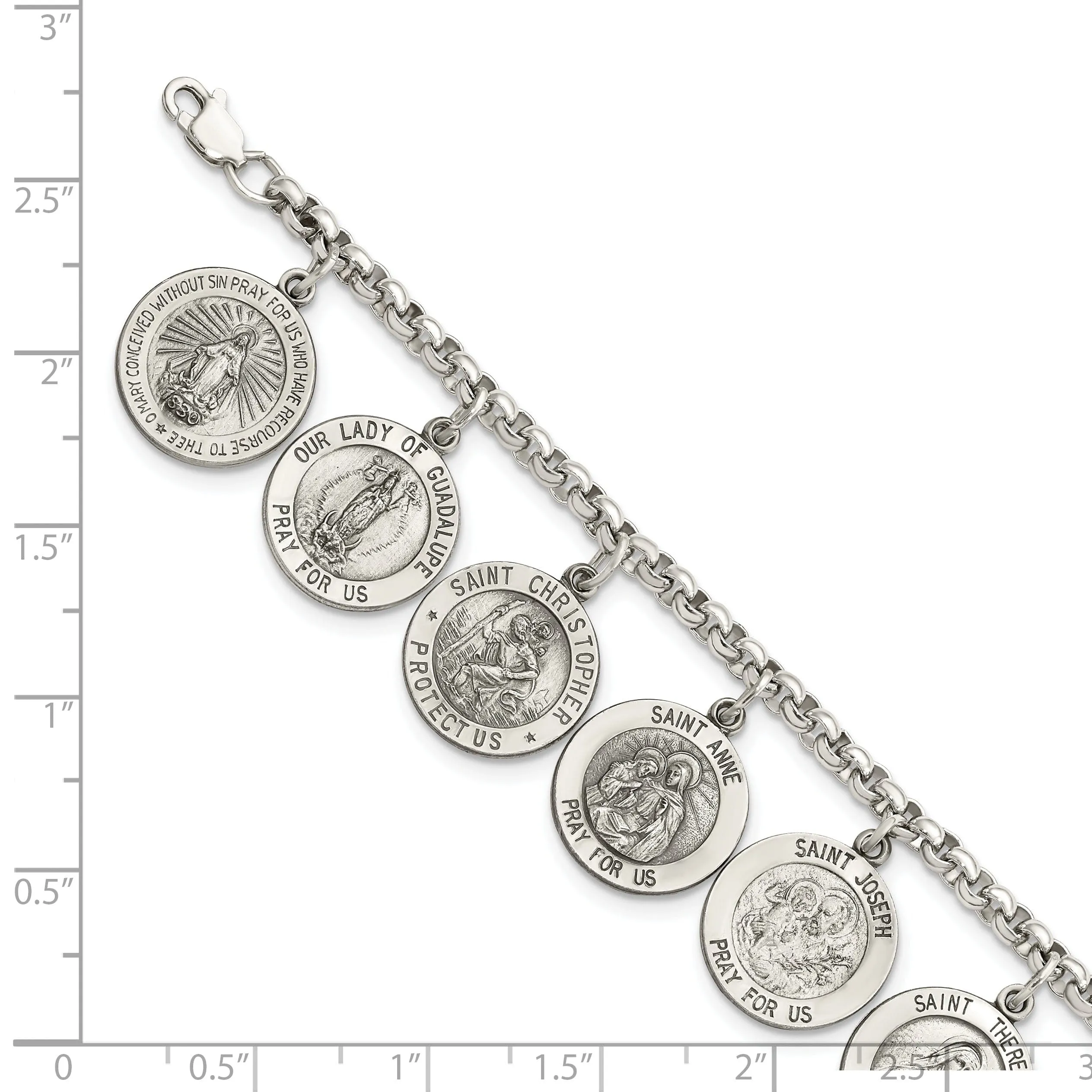 Sterling Silver 12 Saints Bracelet