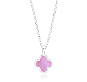 Sterling Silver 12mm Pink Mother of Pearl Clover Pendant