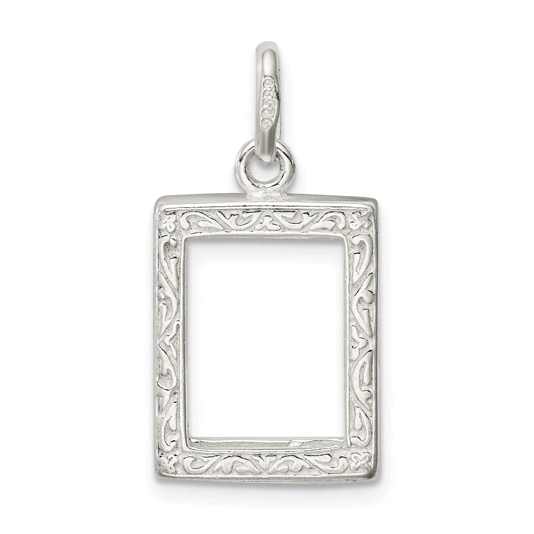 Sterling Silver 3D Picture Frame Charm Pendant