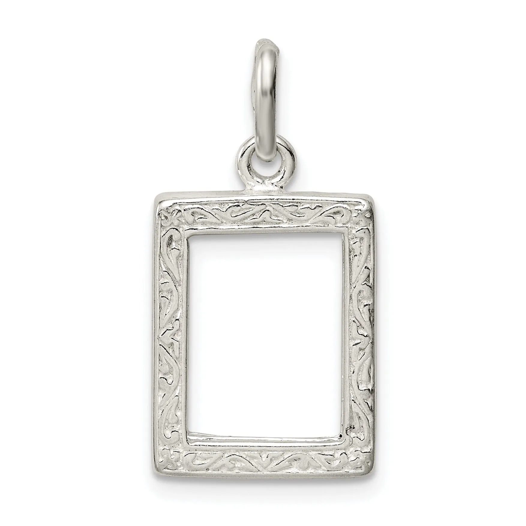 Sterling Silver 3D Picture Frame Charm Pendant