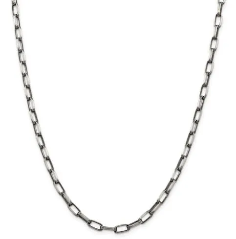 Sterling Silver 4.8 MM Antiqued Fancy Link Necklace