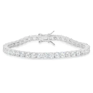 Sterling Silver 7.25" Round-cut CZ Tennis Bracelet