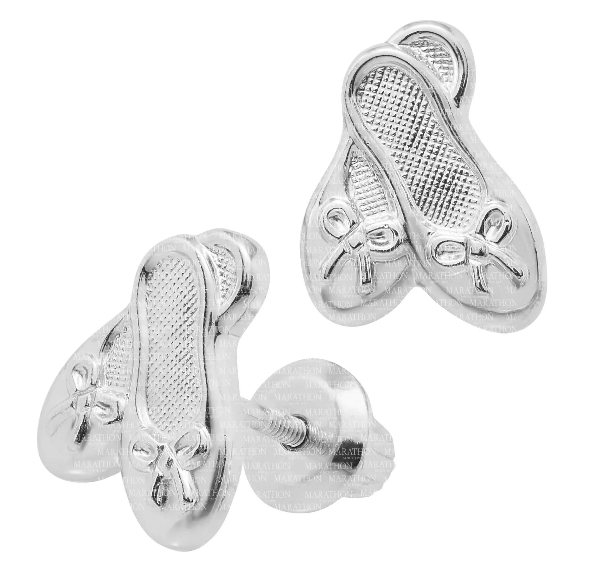 Sterling Silver Ballet Slipper Stud Earrings with Threaded Posts