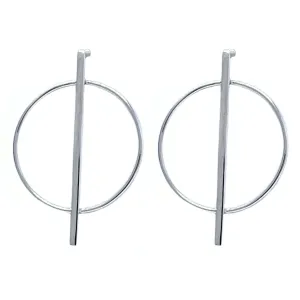 Sterling Silver Bar & Circle Stud Earrings