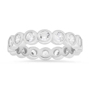 Sterling Silver Bezel-set CZ Eternity Band Ring