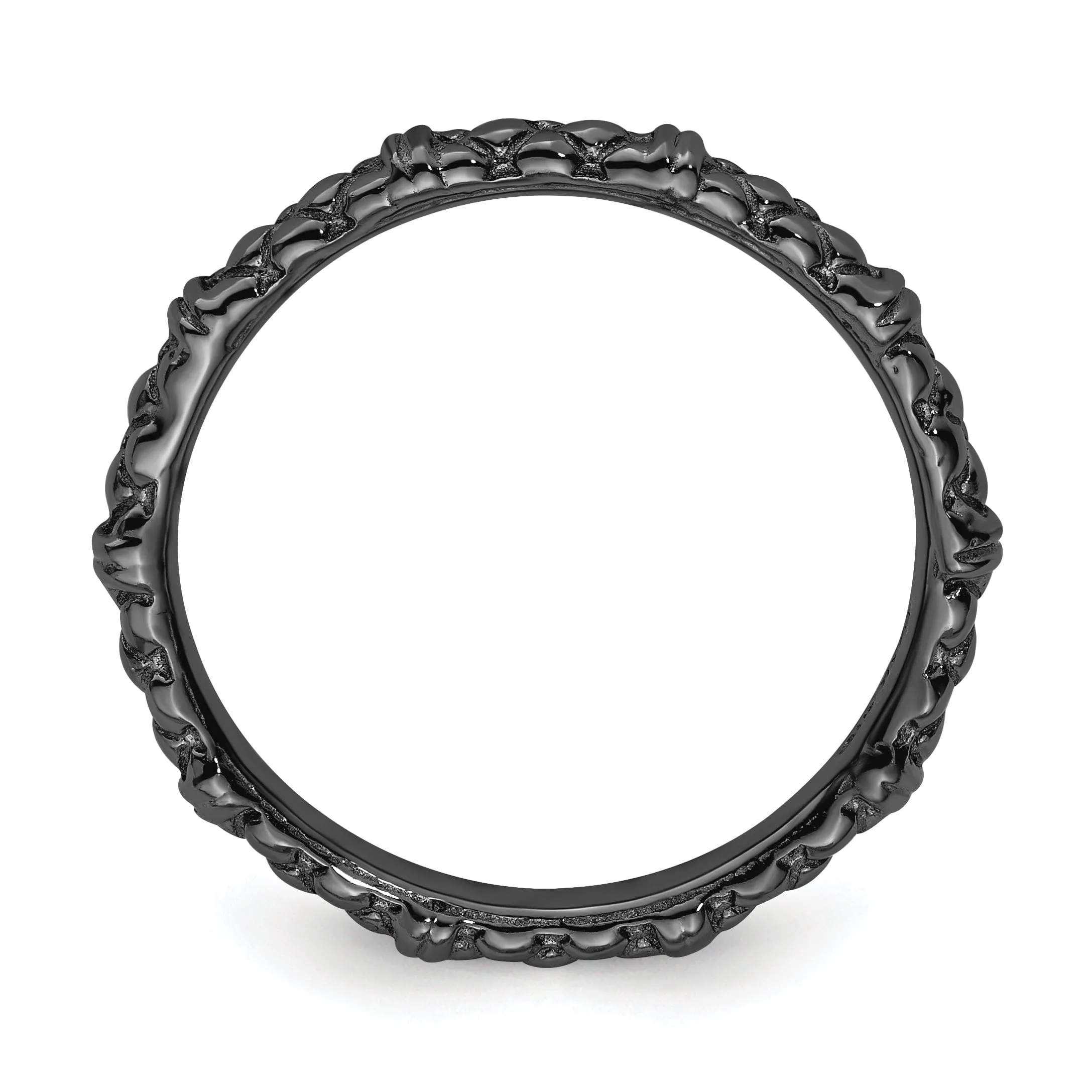 Sterling Silver Black-Plated Cable Ring