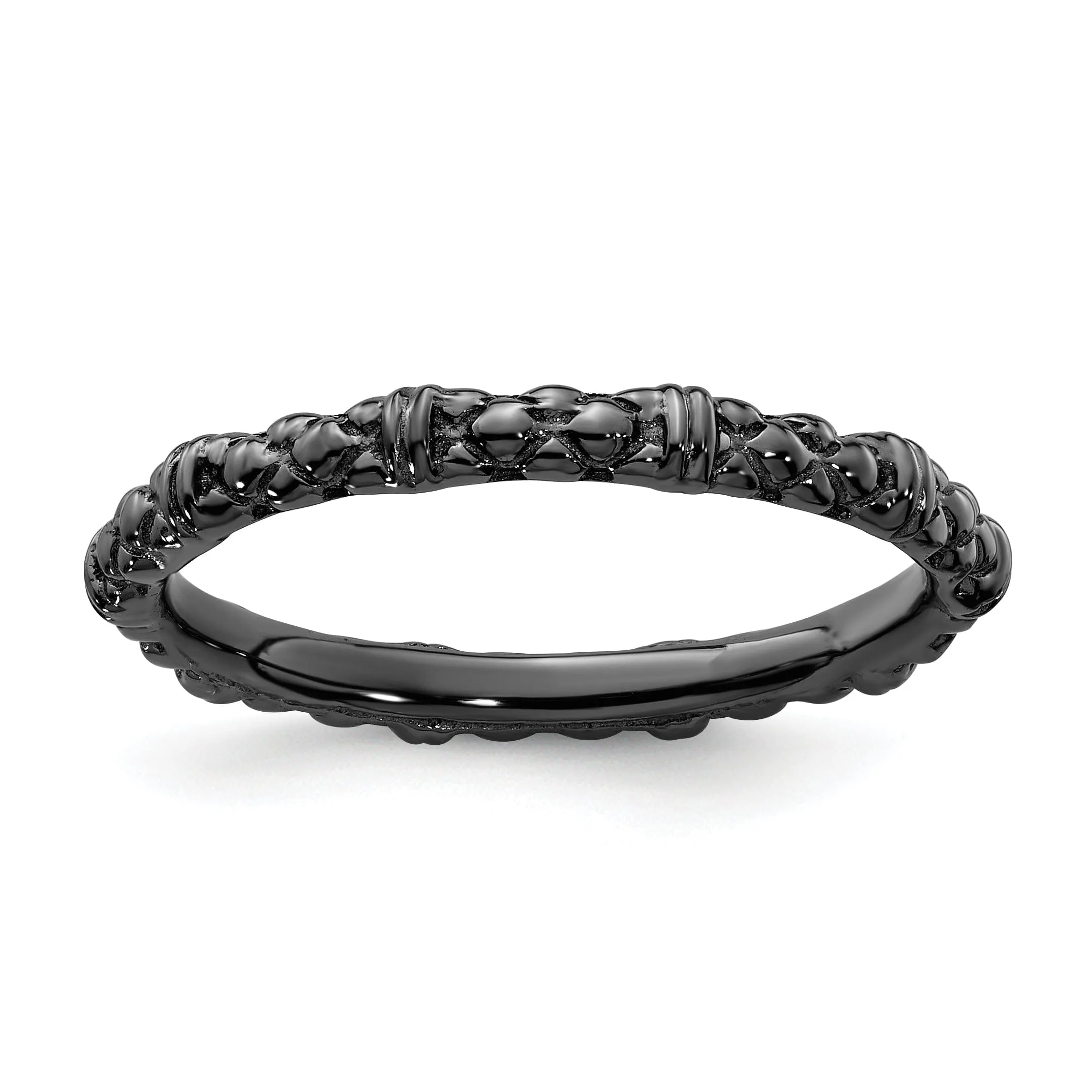 Sterling Silver Black-Plated Cable Ring