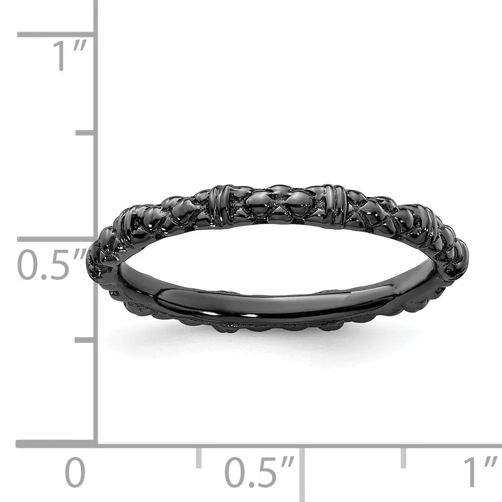 Sterling Silver Black-Plated Cable Ring