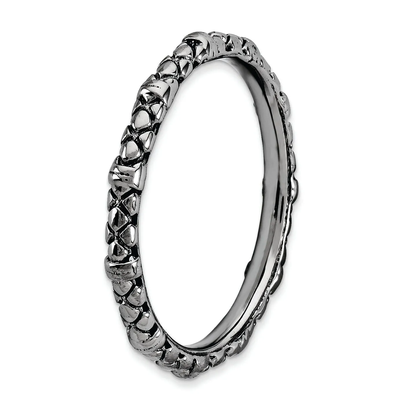 Sterling Silver Black-Plated Cable Ring