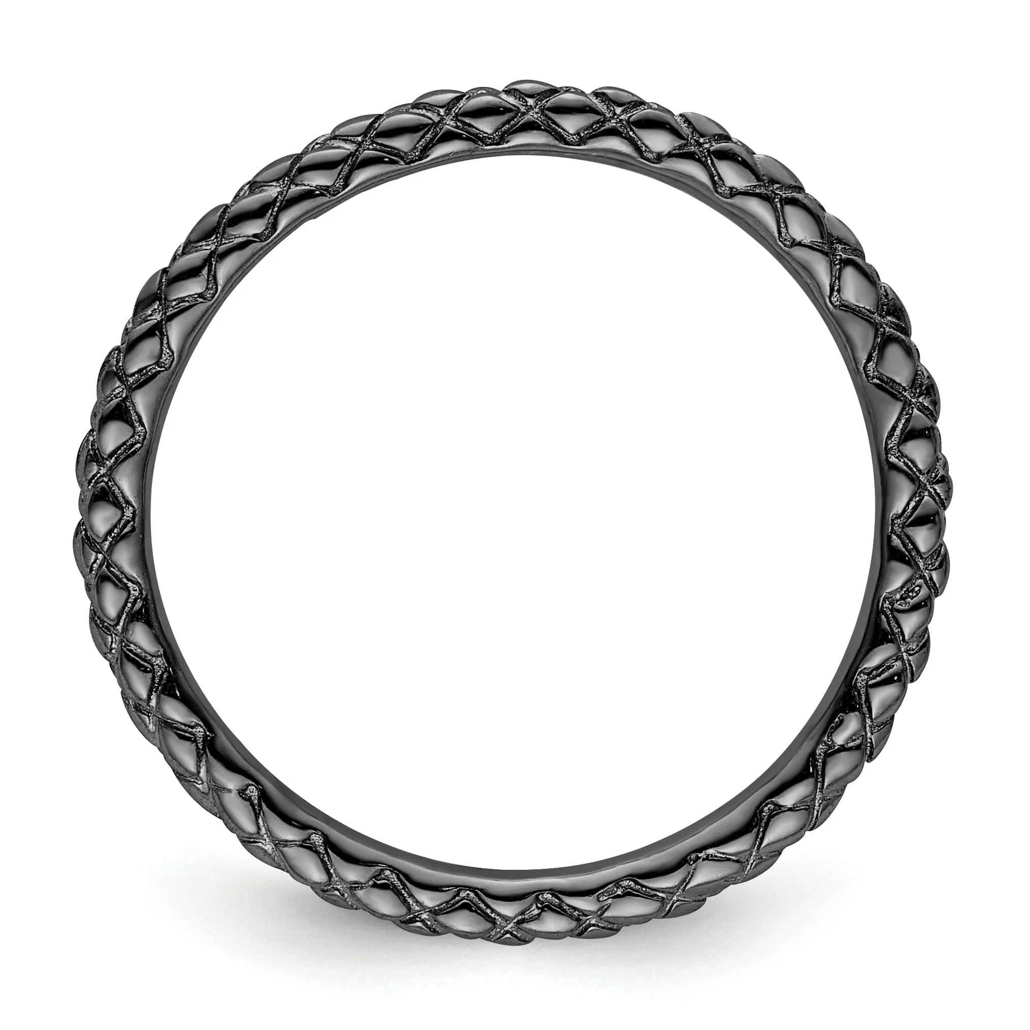 Sterling Silver Black-Plated Criss-Cross Ring