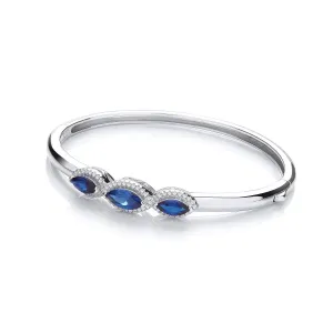 Sterling Silver Blue Azure Marquise CZ Bangle